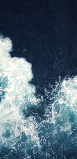 [2436x1125]海浪 大海 蓝色 海水 海洋 苹果手机壁纸图片