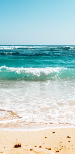 [2436x1125]海浪 沙滩 大海 浪花 苹果手机壁纸图片