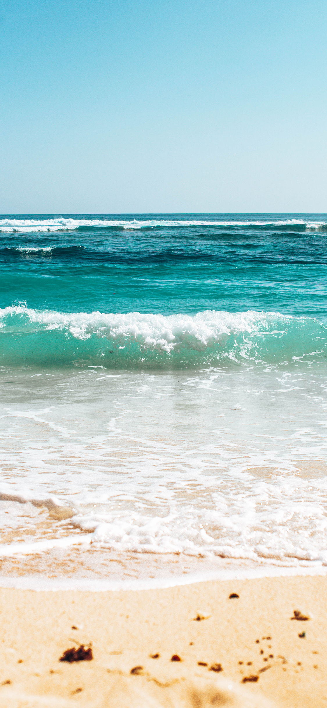 [2436×1125]海浪 沙滩 大海 浪花 苹果手机壁纸图片
