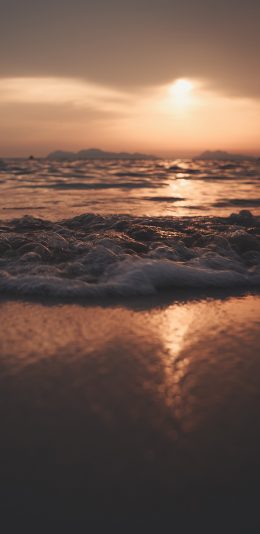 [2436x1125]海浪 沙滩 太阳 阳光 苹果手机壁纸图片