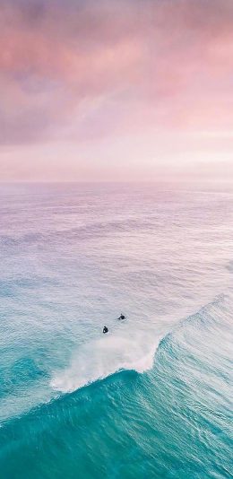 [2436x1125]海浪 浪花 大海 天空 云彩 苹果手机壁纸图片