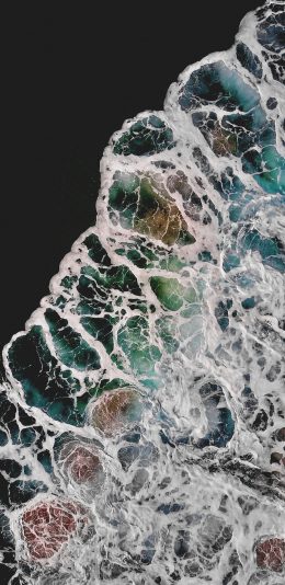 [2436x1125]海浪 浪花 大海 海水 苹果手机壁纸图片