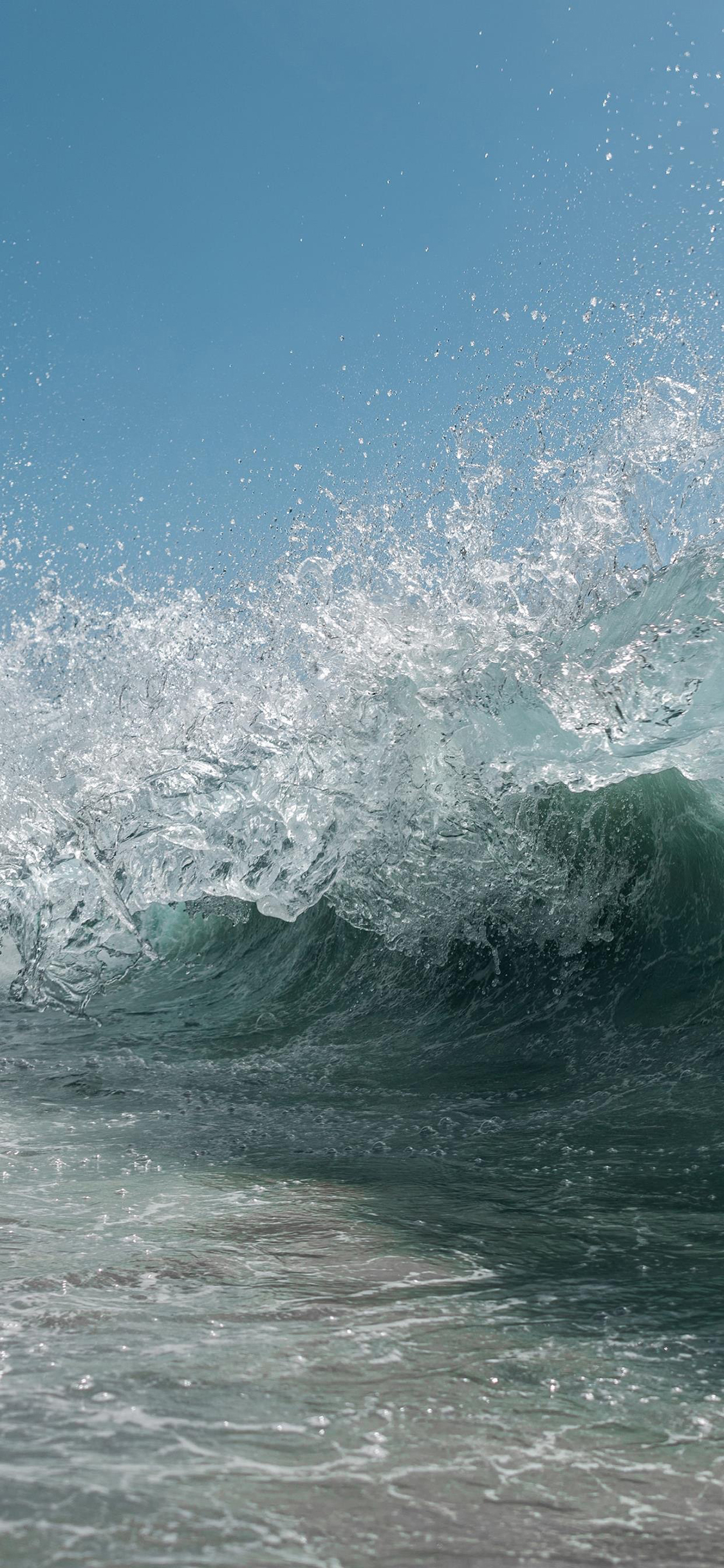 [2436×1125]海浪 浪花 大海 海水 海洋 苹果手机壁纸图片
