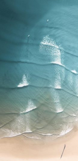 [2436x1125]海浪 浪花 沙滩 大海 苹果手机壁纸图片