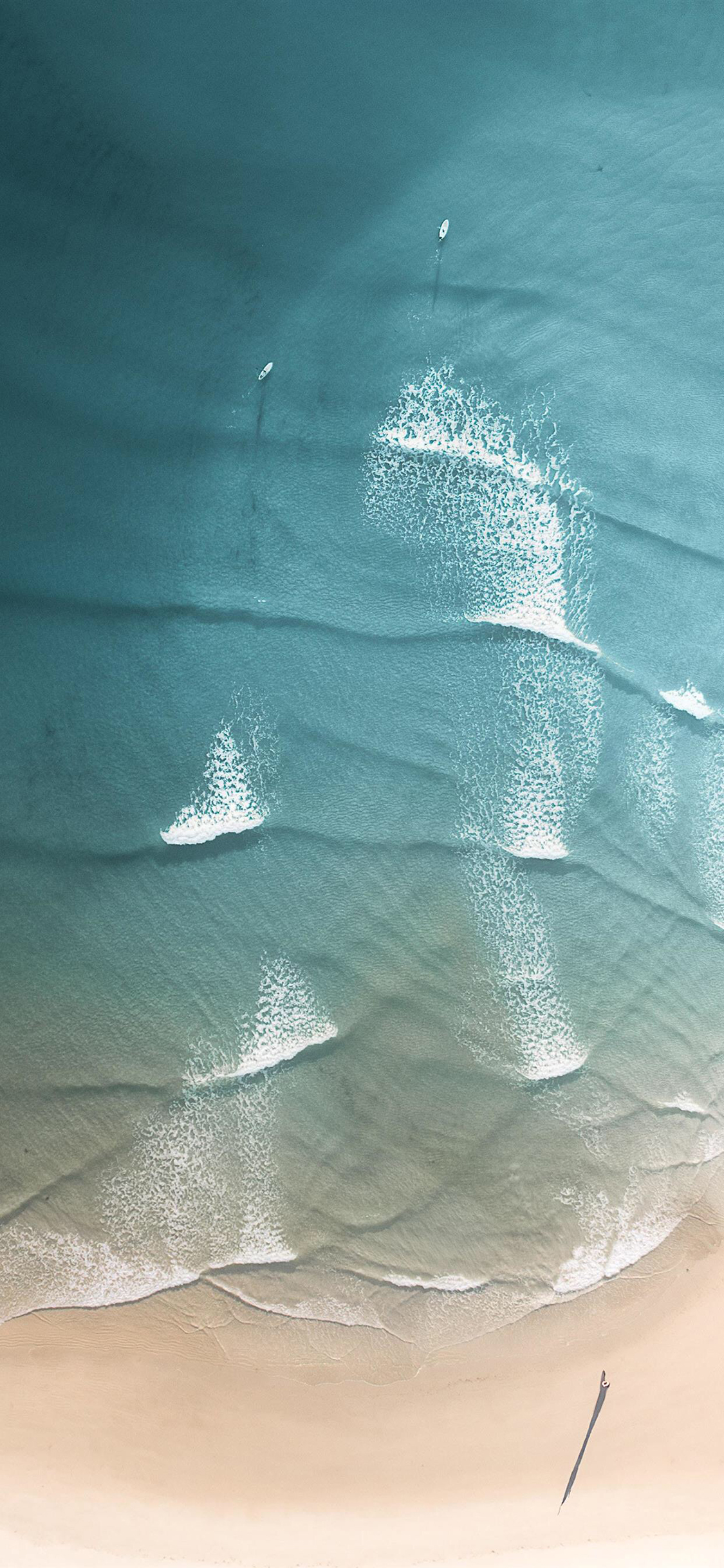 [2436×1125]海浪 浪花 沙滩 大海 苹果手机壁纸图片