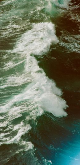 [2436x1125]海浪 浪花 浪尖 海水 苹果手机壁纸图片
