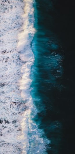 [2436x1125]海浪 浪花 海洋 大海 苹果手机壁纸图片