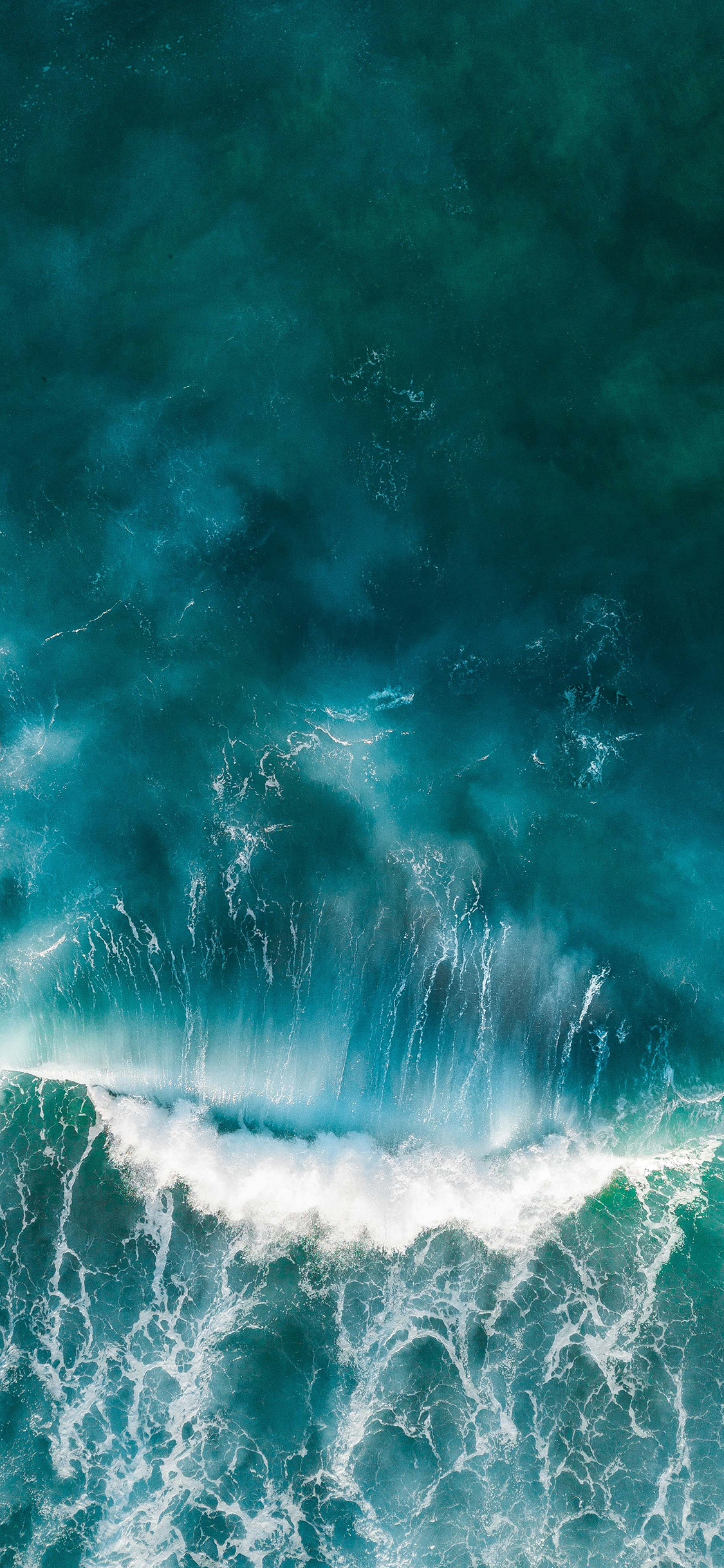 [2436×1125]海浪 海水 大海  波浪 苹果手机壁纸图片
