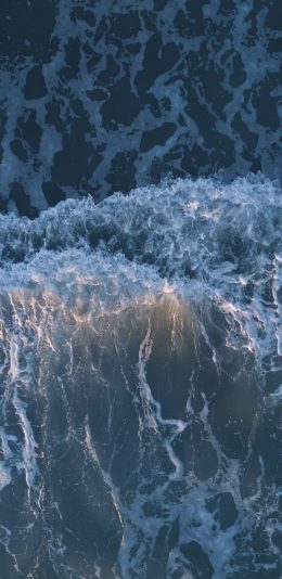 [2436x1125]海浪 海水 浪花 大海 苹果手机壁纸图片