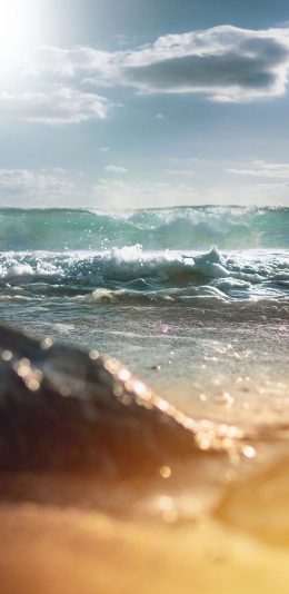 [2436x1125]海浪 海水 阳光 大海 苹果手机壁纸图片
