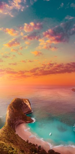 [2436x1125]海湾 夕阳 类 唯美 渐变 苹果手机壁纸图片