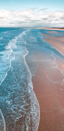 [2436x1125]海滩 海浪 风景 海岸线 苹果手机壁纸图片