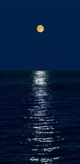 [2436x1125]海面 倒影 蓝色 大海 海洋 夜晚 苹果手机壁纸图片