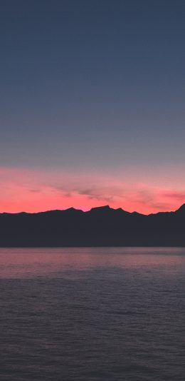 [2436x1125]海面 渐变 夕阳 云彩 云层 苹果手机壁纸图片
