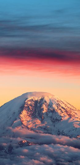 [2436x1125]渐变 夕阳 高山 云彩 苹果手机壁纸图片