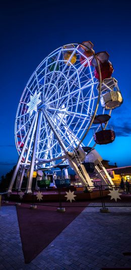 [2436x1125]游乐园 摩天轮 娱乐设施 梦幻 苹果手机壁纸图片