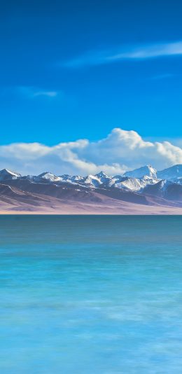 [2436x1125]湖水 蓝色 大自然 雪山 苹果手机壁纸图片
