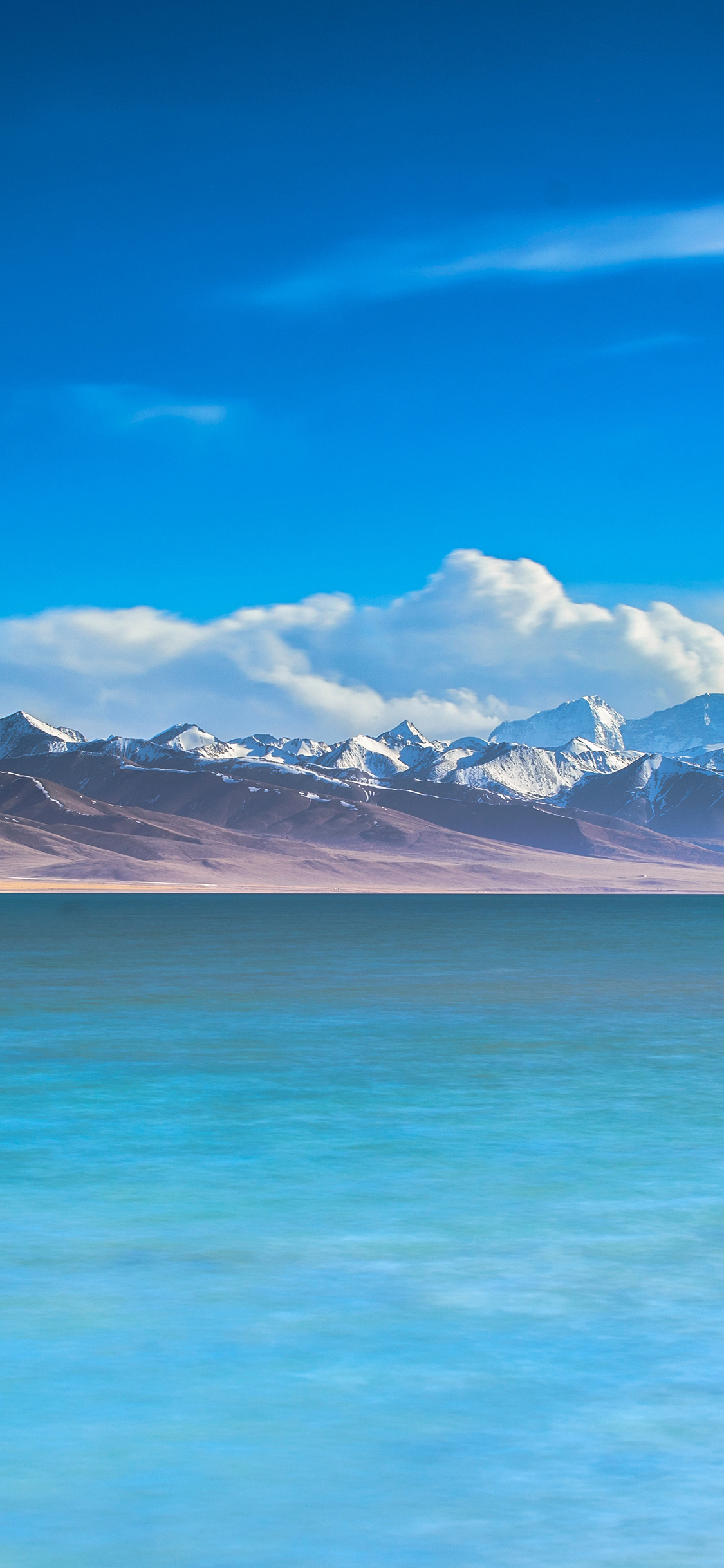 [2436×1125]湖水 蓝色 大自然 雪山 苹果手机壁纸图片
