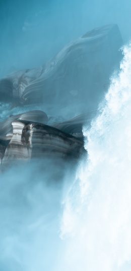 [2436x1125]瀑布 流水 岩石 自然 苹果手机壁纸图片