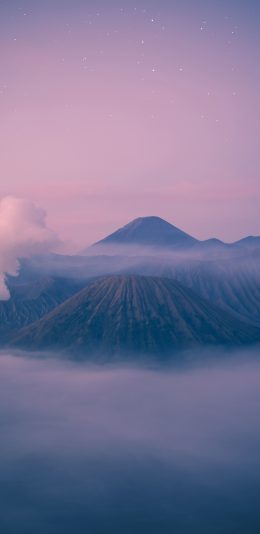 [2436x1125]火山 云层 山脉 星空 烟雾 苹果手机壁纸图片