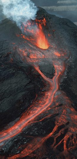 [2436x1125]火山 爆发 岩浆 自然 苹果手机壁纸图片