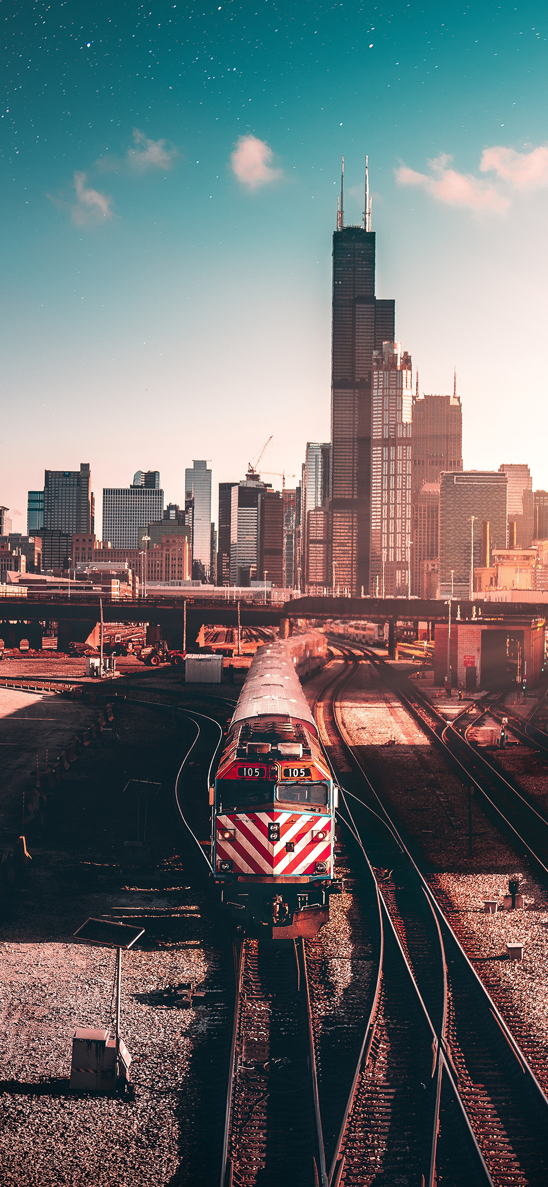 [2436×1125]火车 交通工具 列车 铁轨 城市 苹果手机壁纸图片