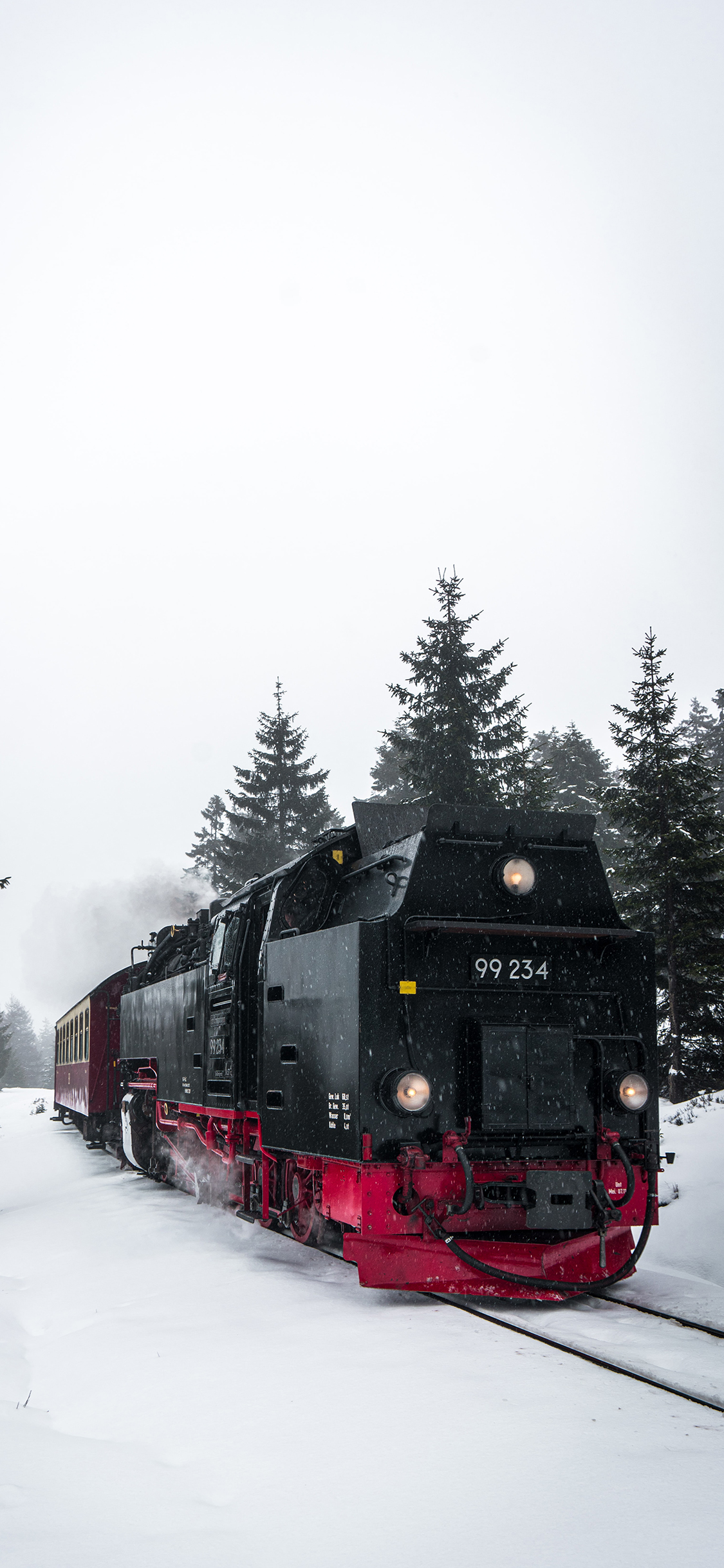[2436×1125]火车 列车 雪季 雪地 苹果手机壁纸图片