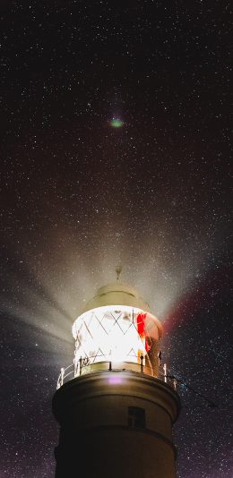 [2436x1125]灯塔 璀璨 星空 唯美 苹果手机壁纸图片