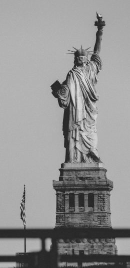 [2436x1125]灰白 自由女神像 雕塑 美国 苹果手机壁纸图片