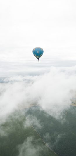 [2436x1125]热气球 云雾 高空 航拍 苹果手机壁纸图片
