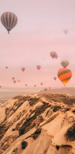 [2436x1125]热气球 天空 唯美 升空 苹果手机壁纸图片