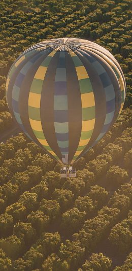 [2436x1125]热气球 天空 漂浮 俯拍 苹果手机壁纸图片