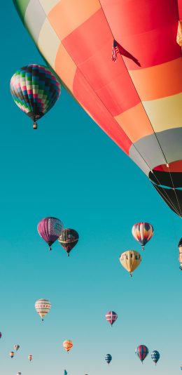 [2436x1125]热气球 风景 高空 天空 苹果手机壁纸图片