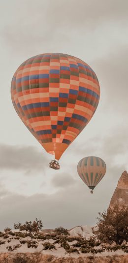 [2436x1125]热气球 飞行 旅行 地质 荒漠 苹果手机壁纸图片