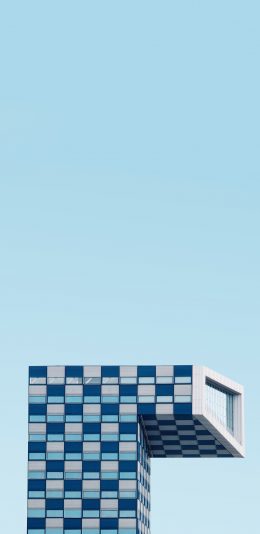 [2436x1125]特色建筑 几何 格子 蓝色 苹果手机壁纸图片