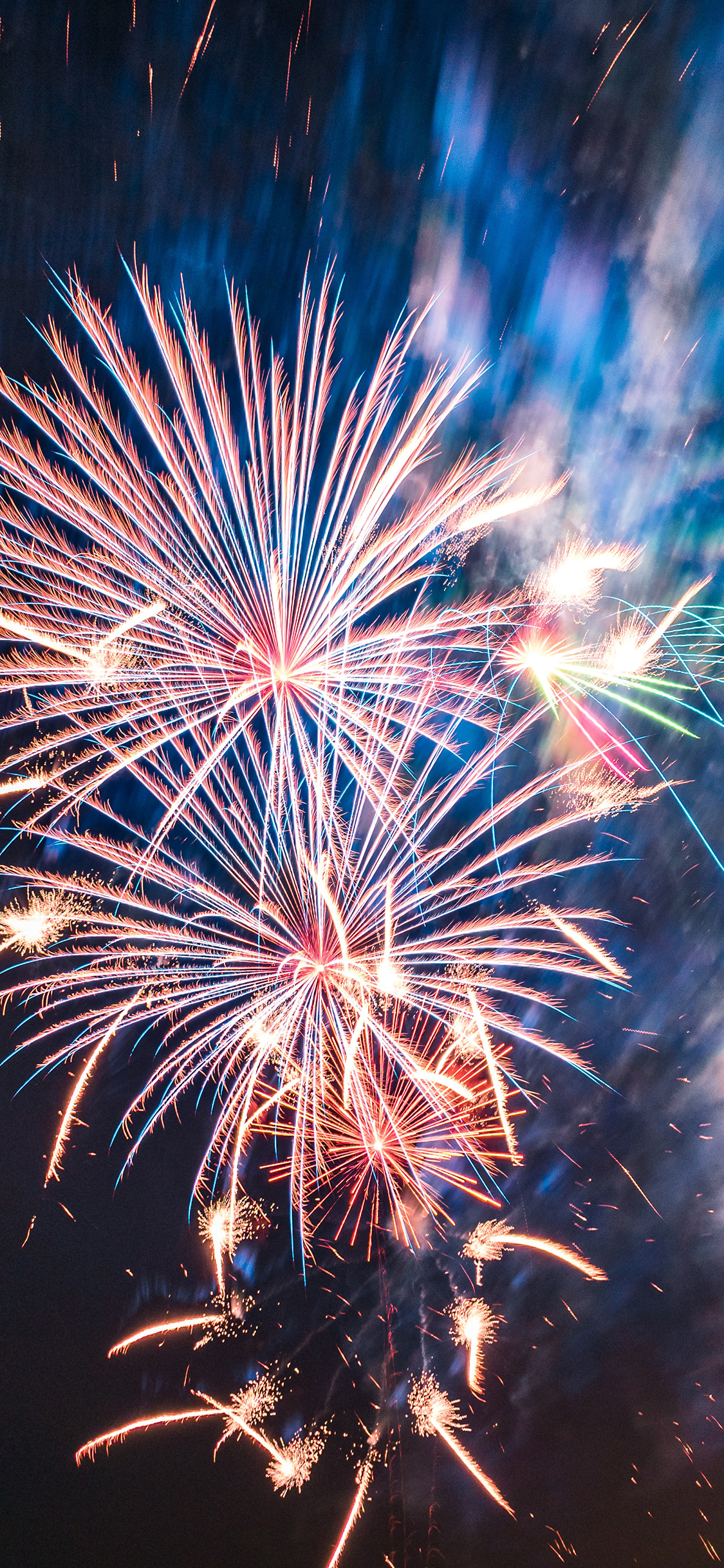 [2436×1125]璀璨 夜晚 烟花 绽放 苹果手机壁纸图片