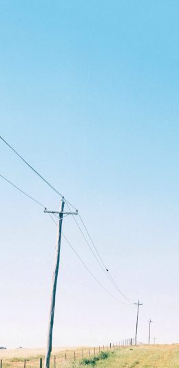 [2436x1125]电线杆 风景 田野 蓝天 苹果手机壁纸图片