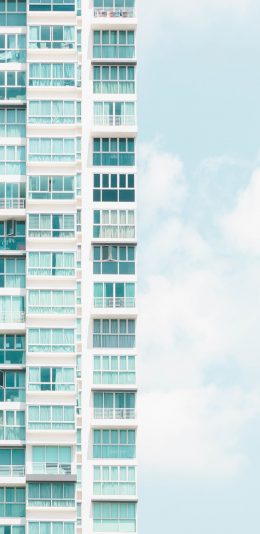 [2436x1125]白云 高耸 建筑 建设 创意 苹果手机壁纸图片