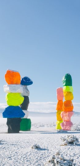 [2436x1125]石头 堆叠 色彩 创意 苹果手机壁纸图片