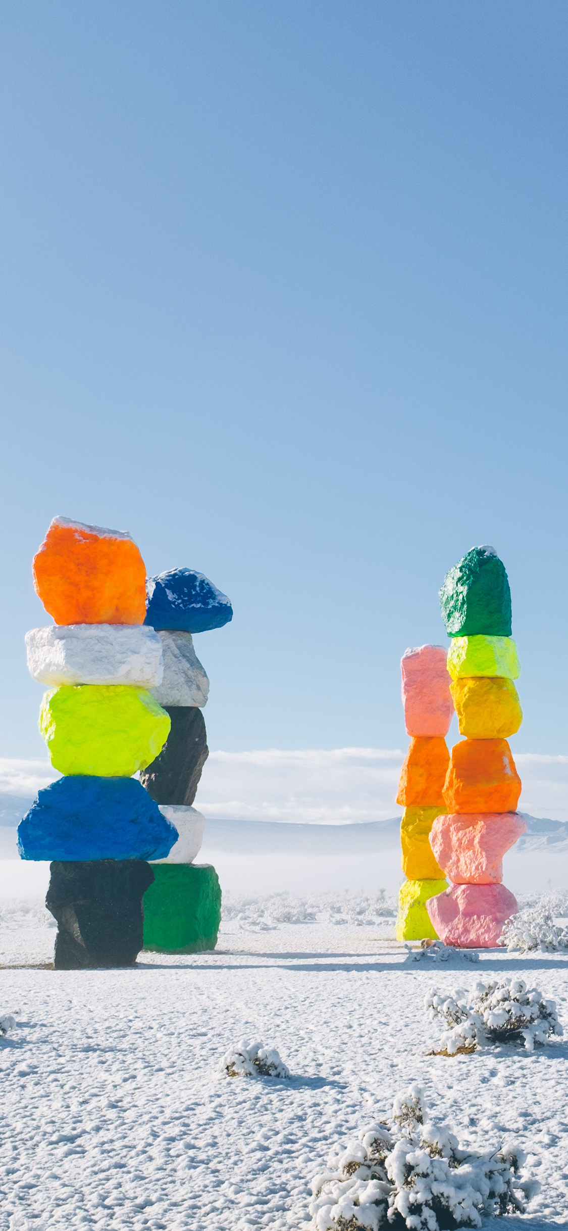 [2436×1125]石头 堆叠 色彩 创意 苹果手机壁纸图片