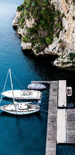 [2436x1125]码头 景观 船只 海面 苹果手机壁纸图片