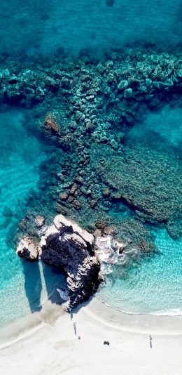 [2436x1125]礁石 海岸 海边 海水 苹果手机壁纸图片