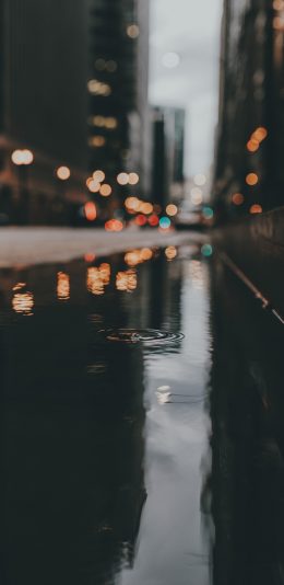 [2436x1125]积水 倒影 水滴 城市 街道 苹果手机壁纸图片