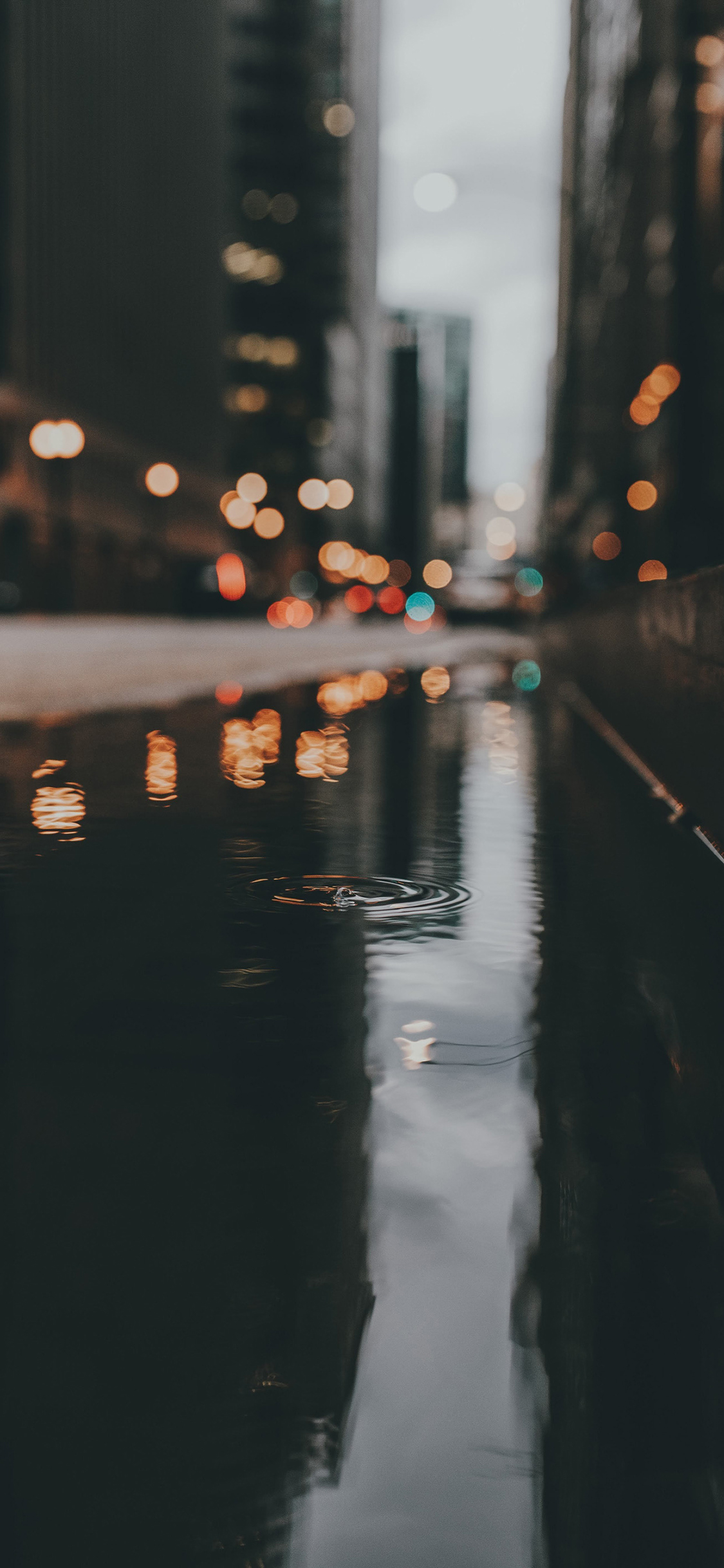 [2436×1125]积水 倒影 水滴 城市 街道 苹果手机壁纸图片