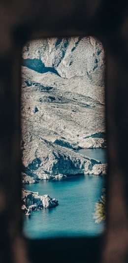 [2436x1125]窗口 山峰 湖泊 自然美景 苹果手机壁纸图片