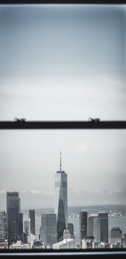 [2436x1125]窗户 风景 城市 高楼大厦 苹果手机壁纸图片