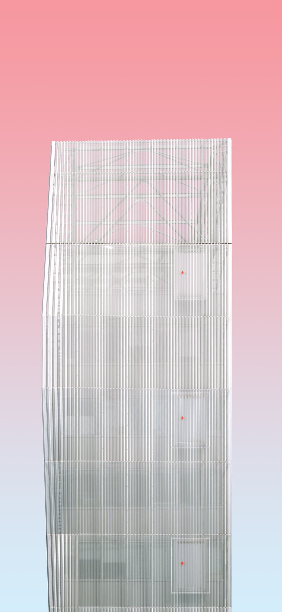 [2436×1125]粉色渐变 建筑 高楼 苹果手机壁纸图片