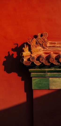 [2436x1125]红墙 故宫 瓦片 建筑 红色 苹果手机壁纸图片