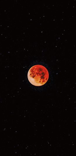 [2436x1125]红月 月亮 月球 星空 苹果手机壁纸图片