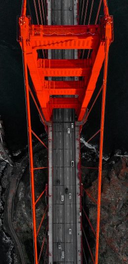 [2436x1125]美国 金山大桥 桥梁 车辆 苹果手机壁纸图片